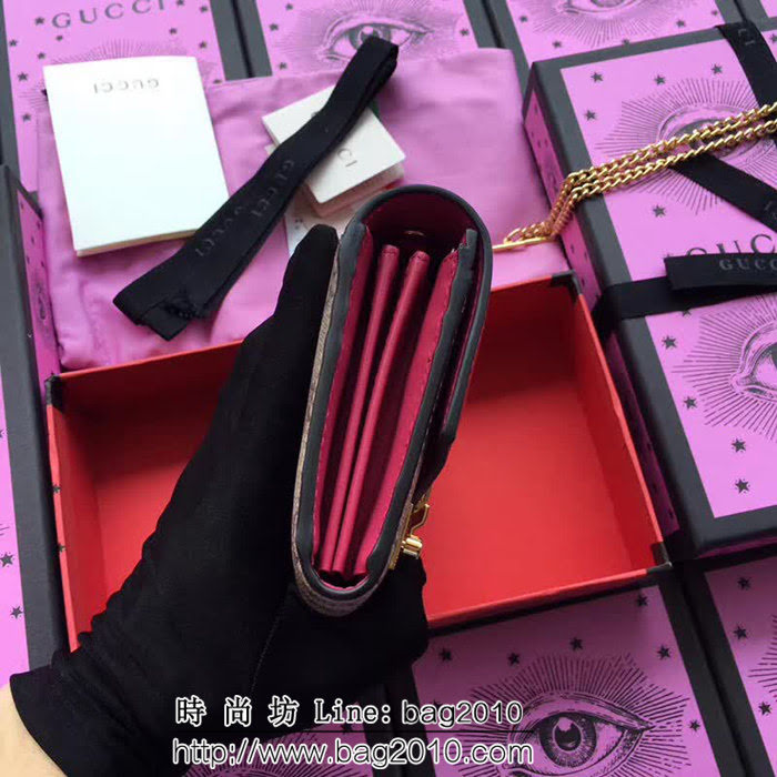 GUCCI古馳 歐洲正品原單 padlock系列 最新二折款 爆款鏈條皮夾 453506 pvc紅皮 WTG1187